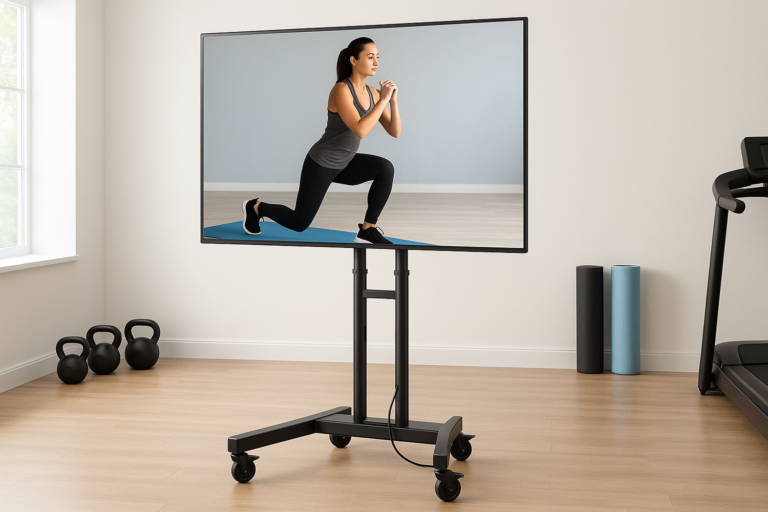Rolling TV stand for sports fans who love action