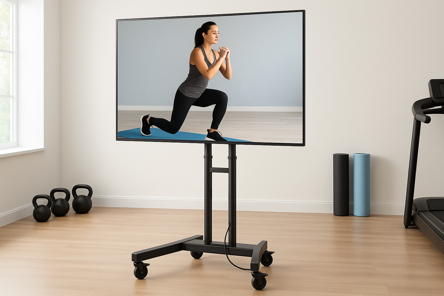 Rolling TV stand for sports fans who love action