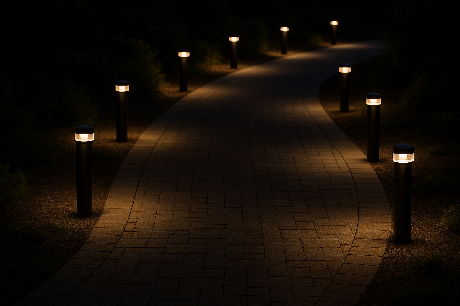 Bollard lights brighten your walkway every night