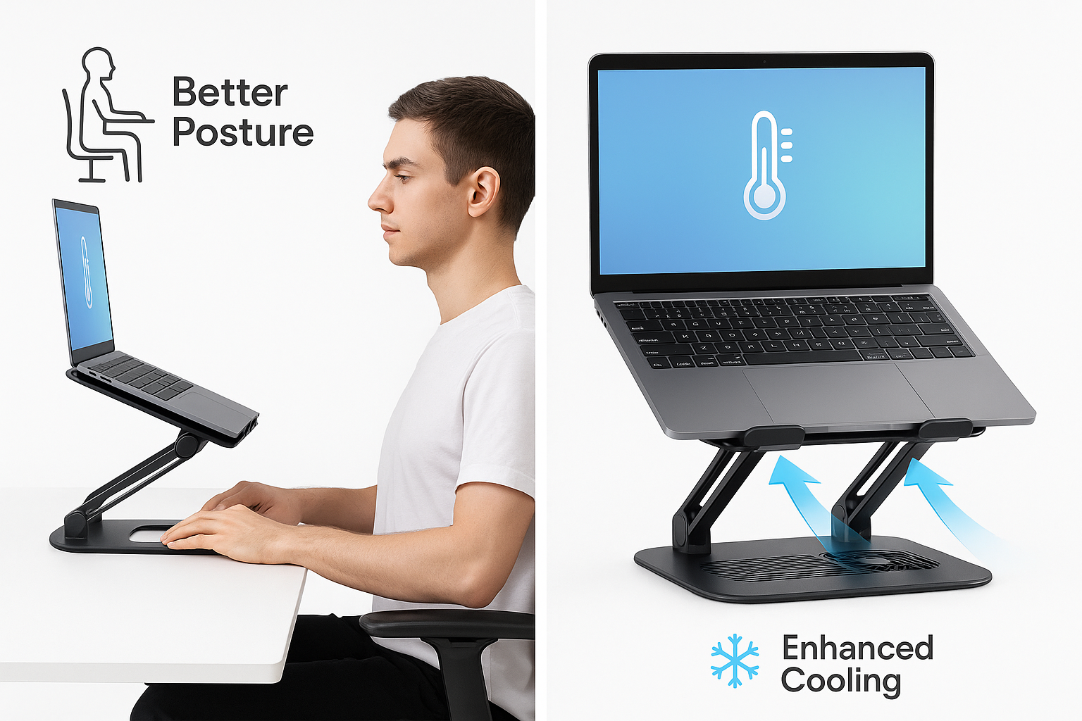 How a Rotating Laptop Stand with Cooling Fan Prevents Overheating and Neck Pain