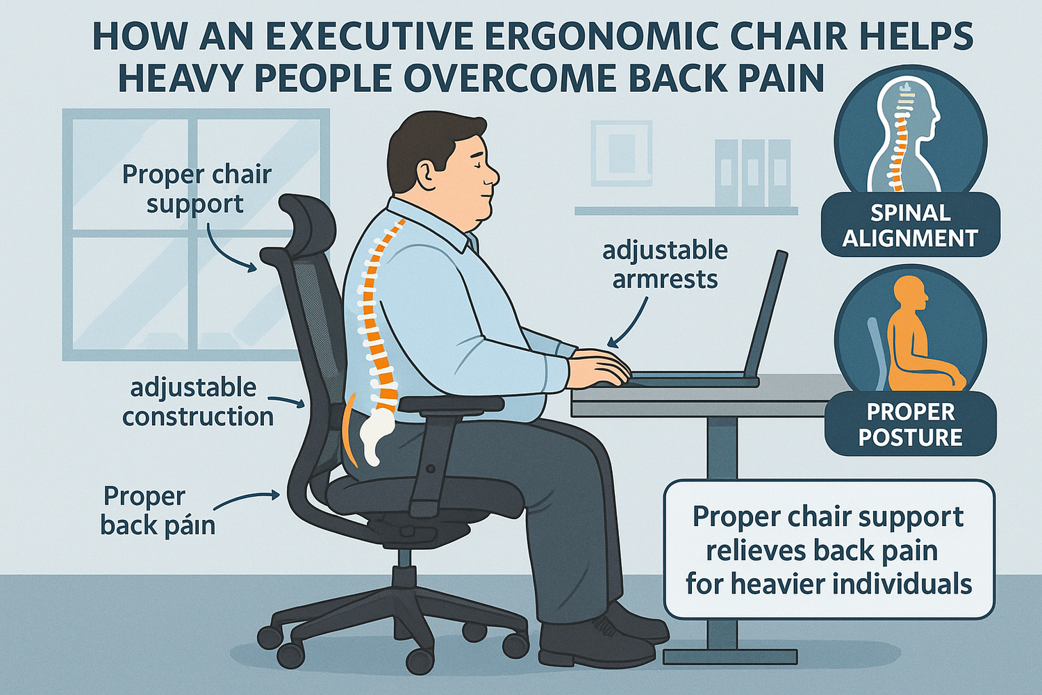 How an Executive Ergonomic Chair Helps Heavy People Overcome Back Pain