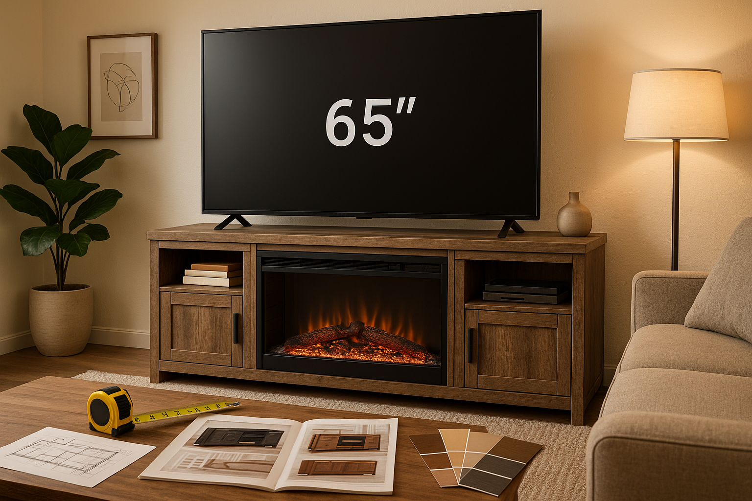 How to choose the right 65 inch TV stand with fireplace for your home