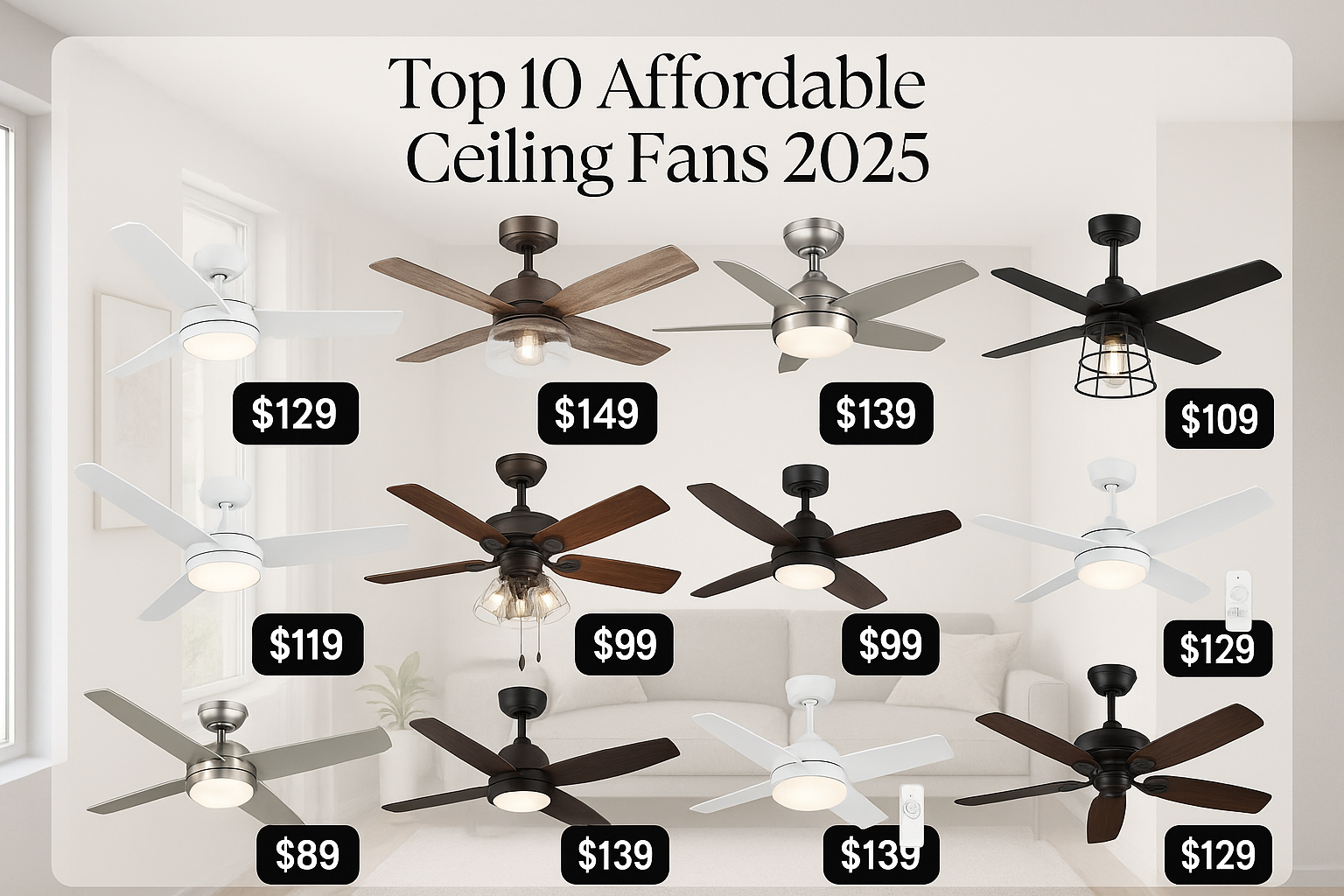 Top 10 Affordable Ceiling Fans for 2025 That Deliver Style and Savings