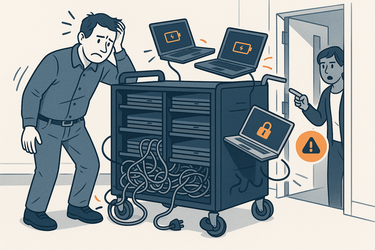 What are the downsides of using laptop carts?