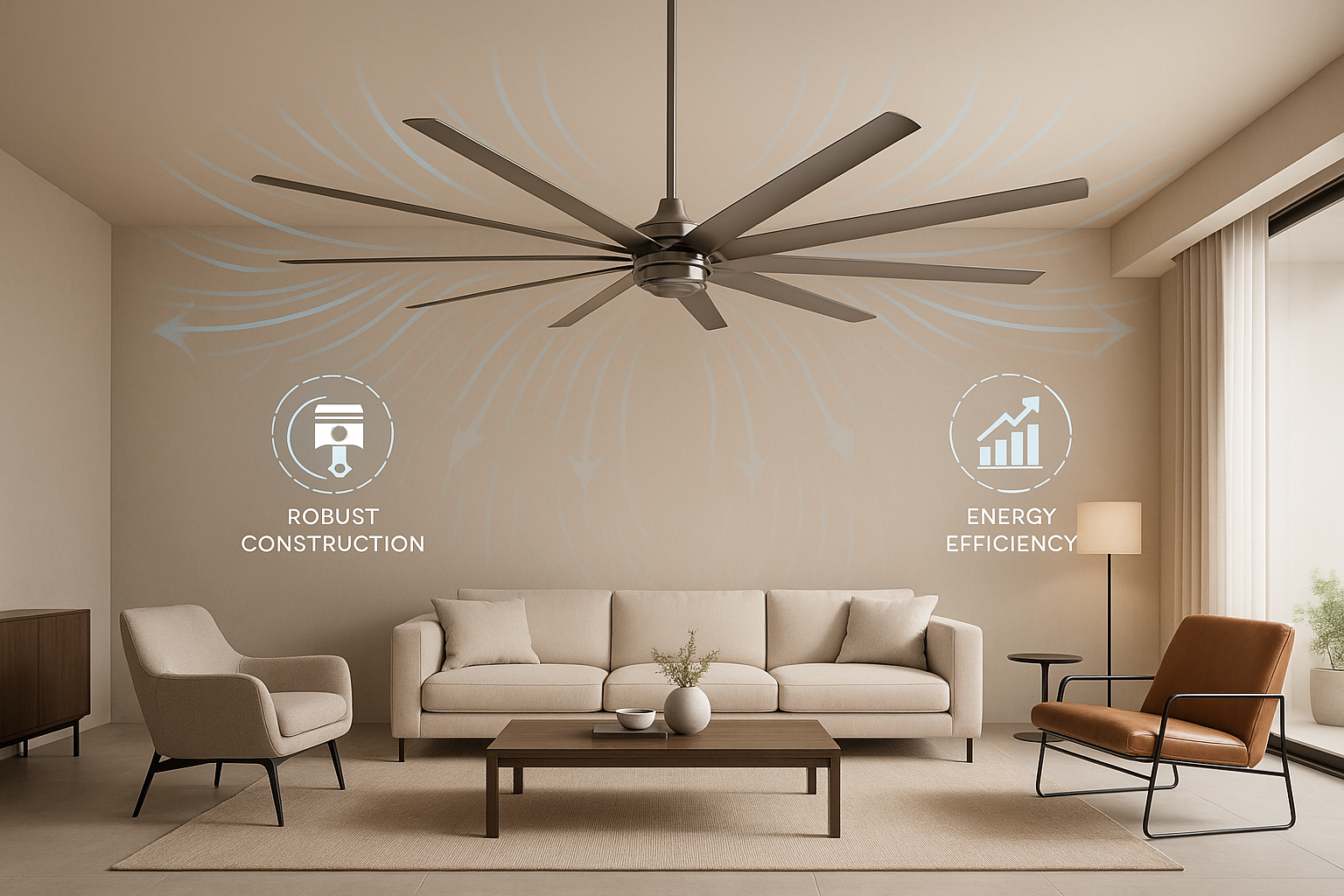 What Sets the 96 Inch Ceiling Fan with Double-Layer Blades Apart