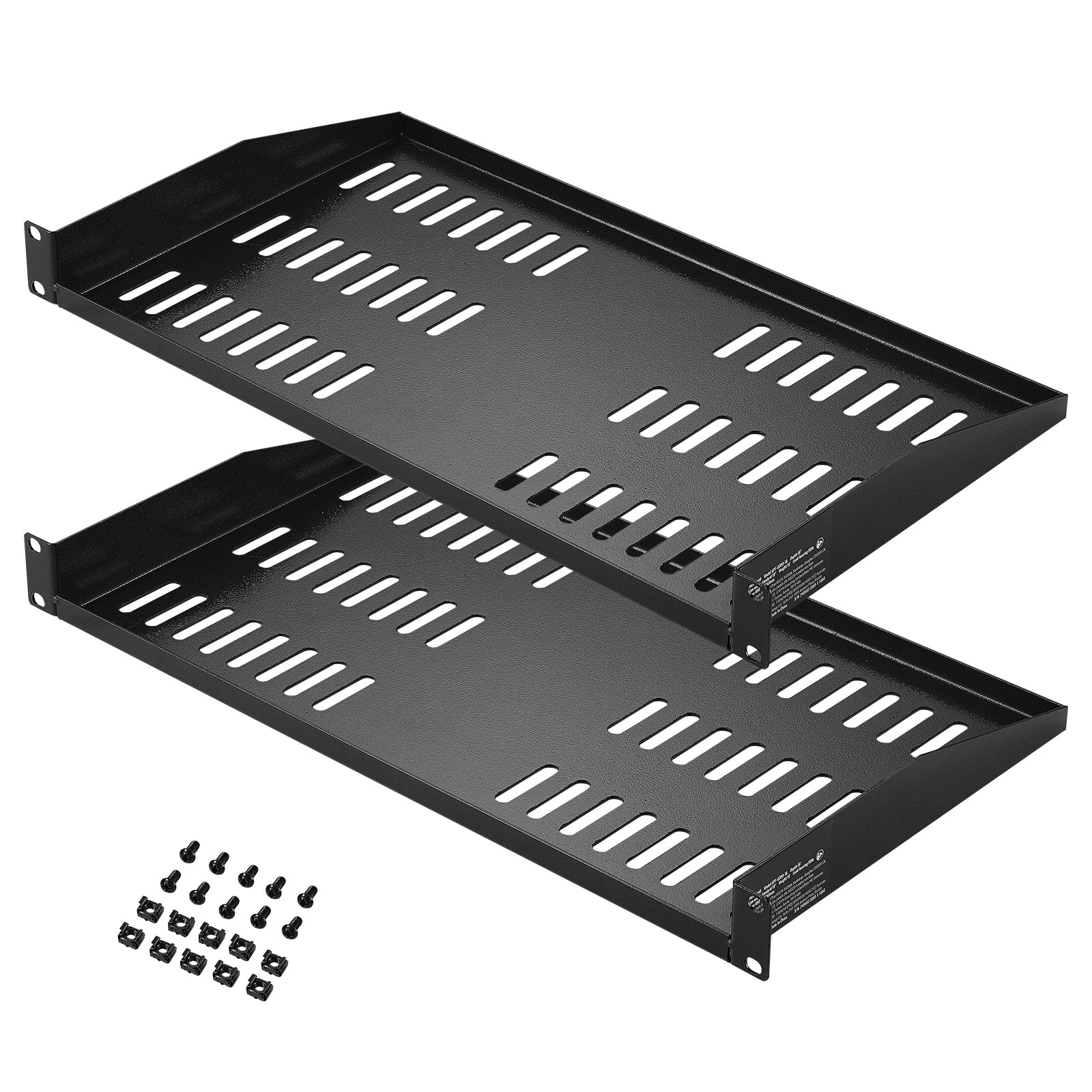 1U Server Rack Shelf 10 Inch Depth - 2 Pack Vented Rack Mount Tray for 19" Network Cabinet