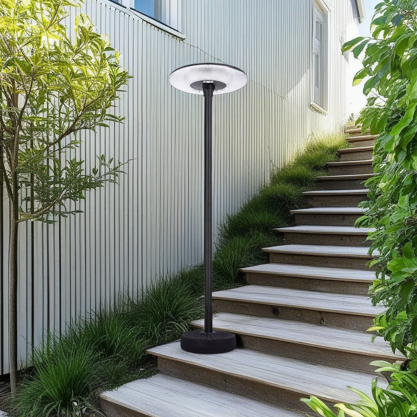 Portable Solar Security Light - 2.2M Flying Saucer Pole Light, Radar Motion Sensor, Triple Light Mode, IP65 Waterproof (12000mAh)