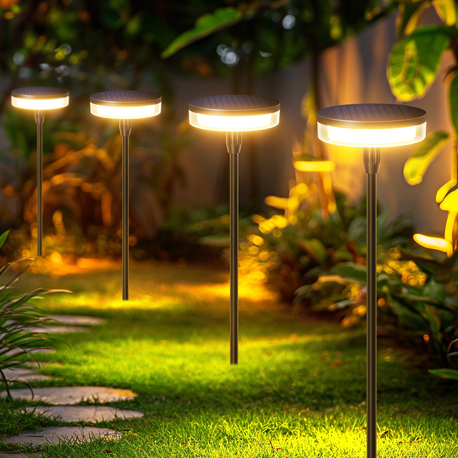 Luces solares impermeables para césped - 12 horas de luz cálida