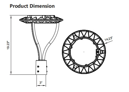 LED Post Top Light – 150W/100W/70W Selectable, Dimmable, High-Efficiency Outdoor Lighting
