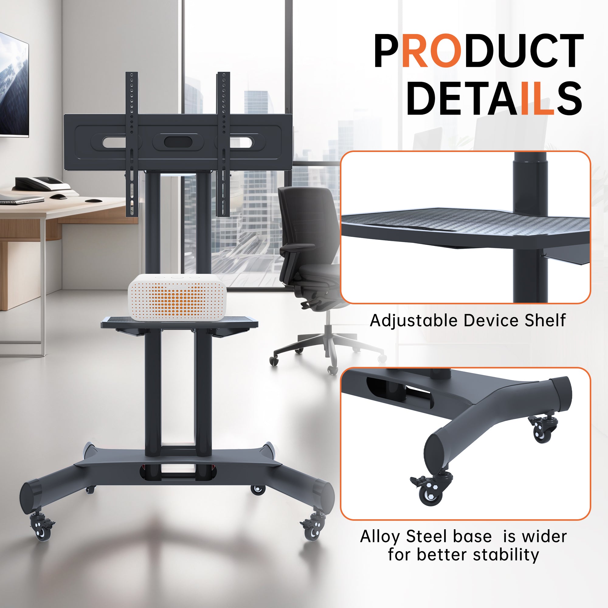 32–80 inch Universal Swivel TV Stand for for home sports and fitness