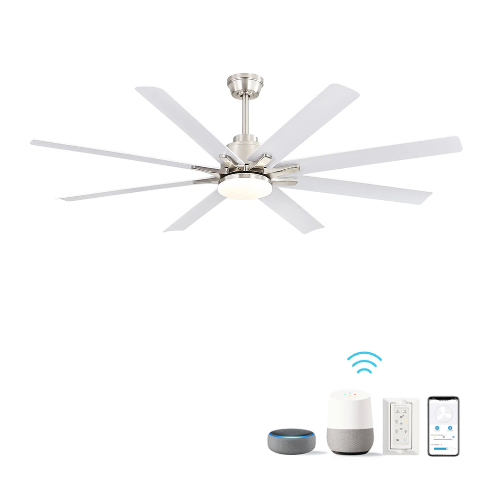 66 Inch Modern Ceiling Fan With Dimmable Led Light 8 Blades Remote Control Reversible DC Motor