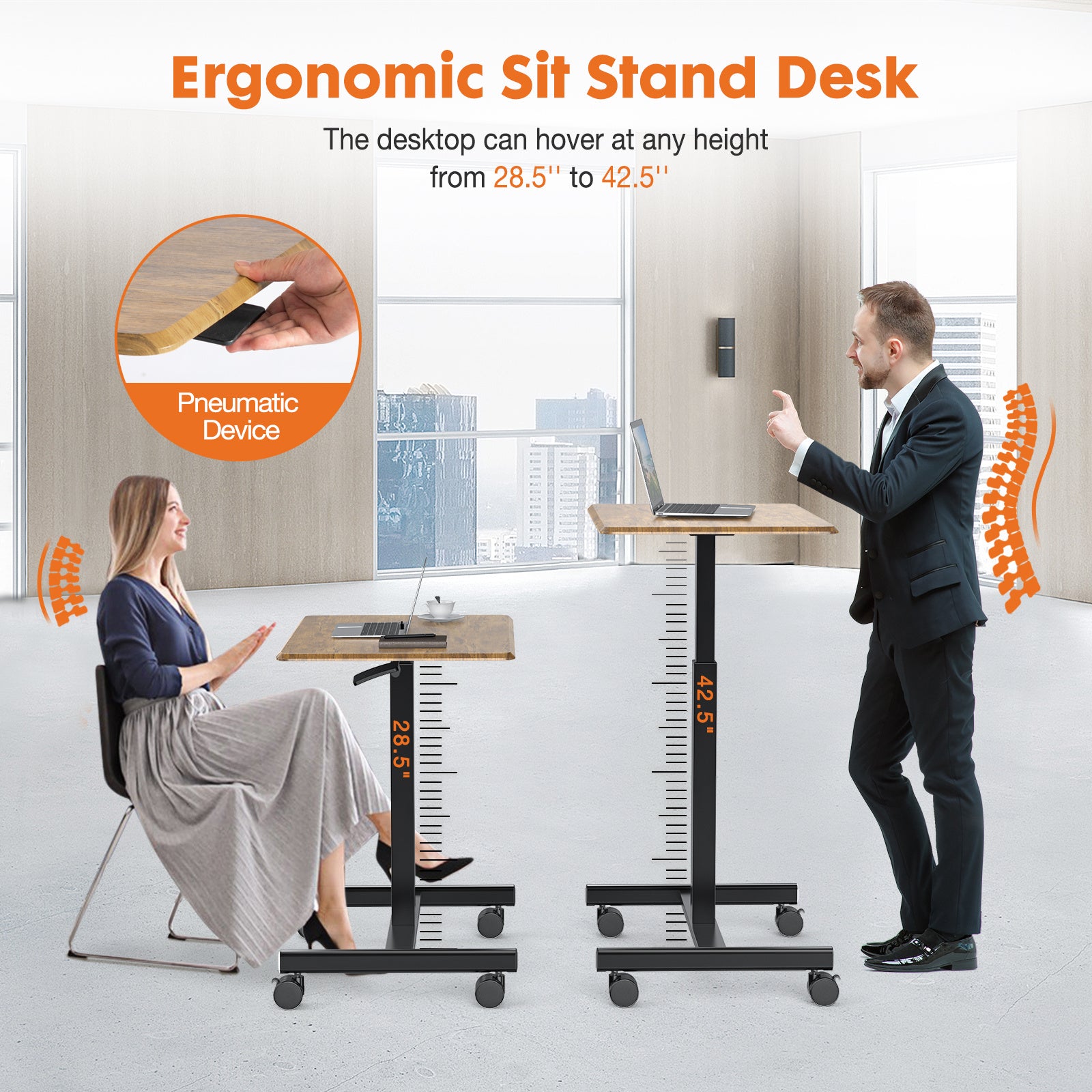 28.5-42.5 inches Laptop Computer Cart for Home