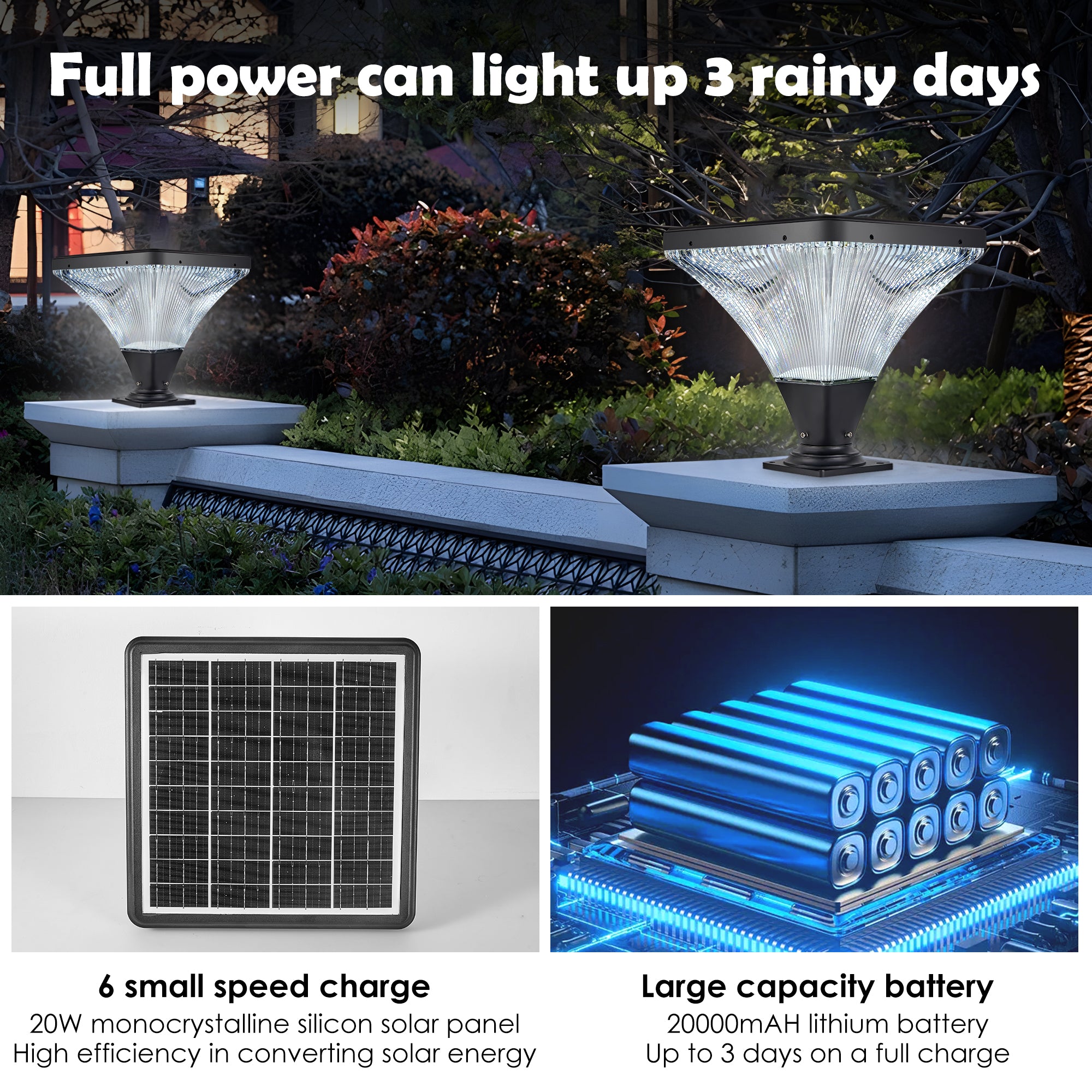 15" Black Outdoor Post Light