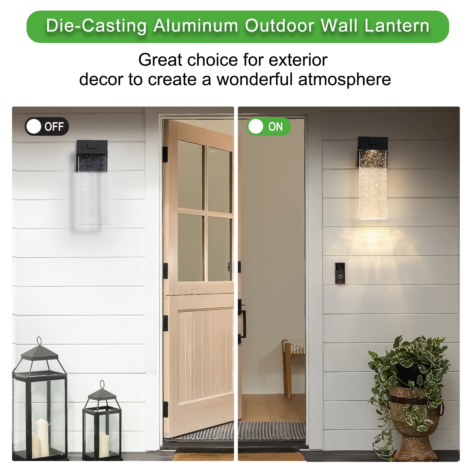 Outdoor Waterproof Transparent LED Crystal Wall Lamp 2 Pack