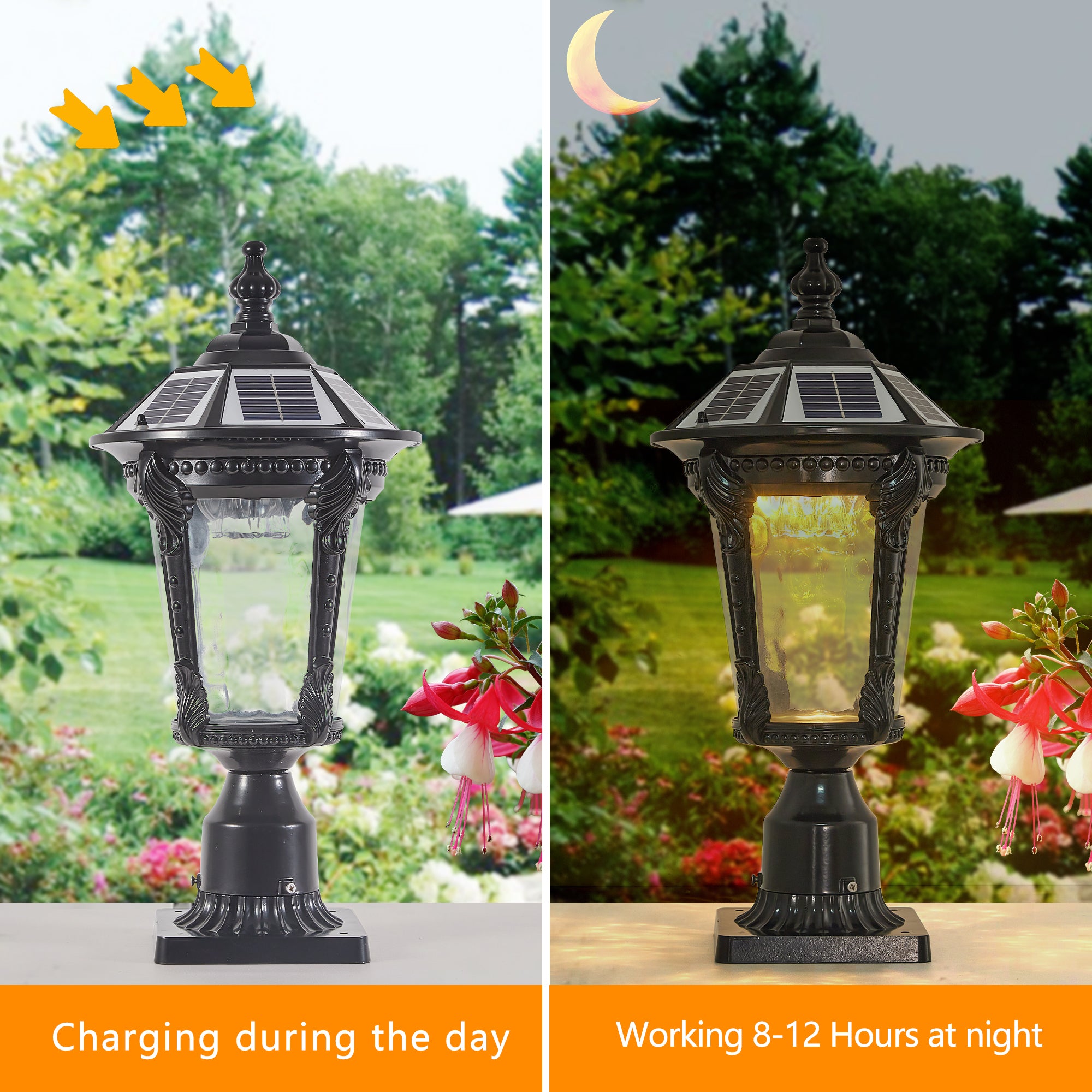 6V/2.4W Aluminium Retro Sensor Solar Lights With Dimmable LED