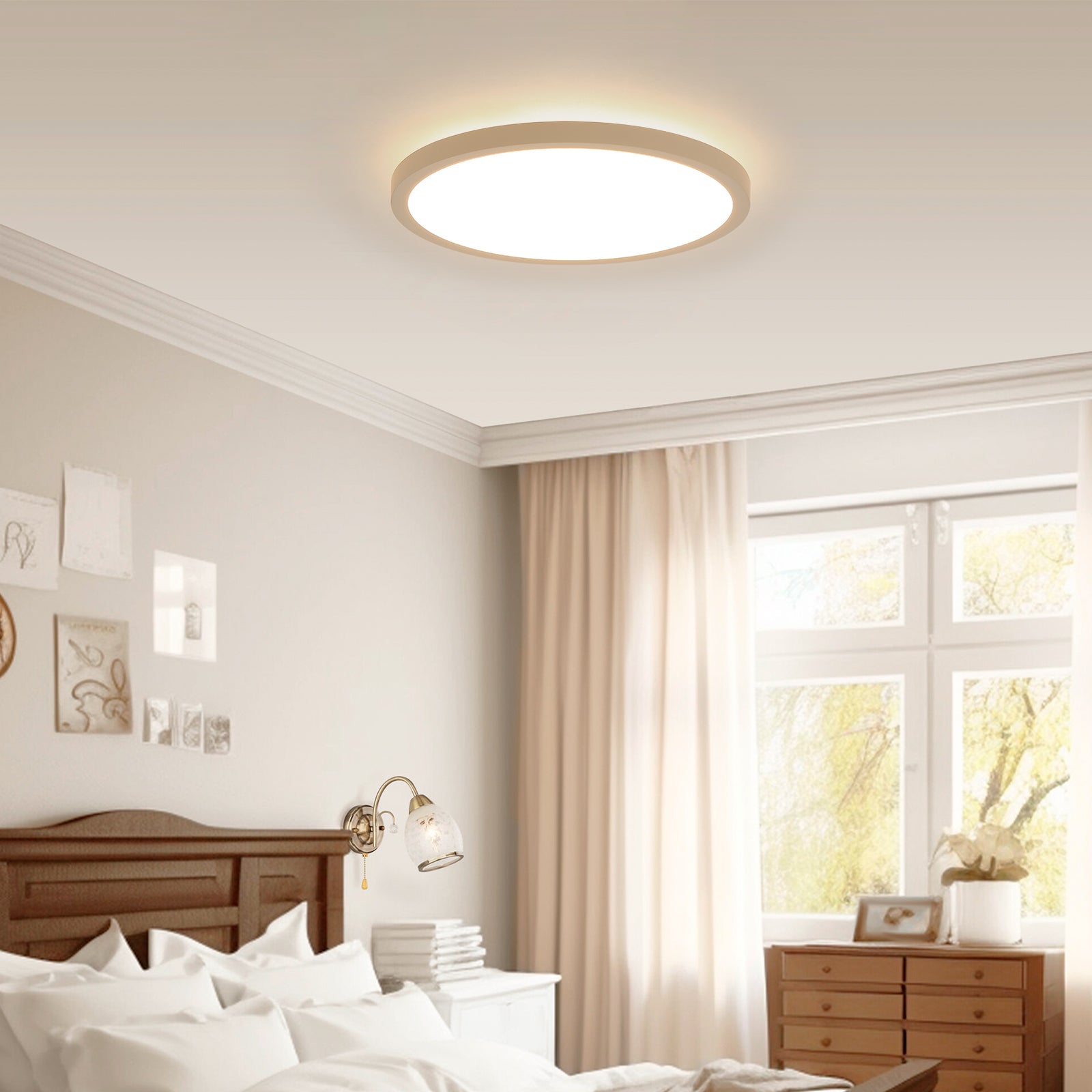 11.8 Inch LED Flush Mount Ceiling Light with Night Light - 20W Modern Ceiling Fixture