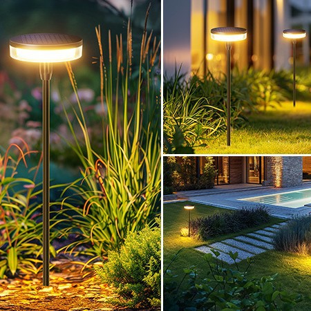 Luces solares impermeables para césped - 12 horas de luz cálida