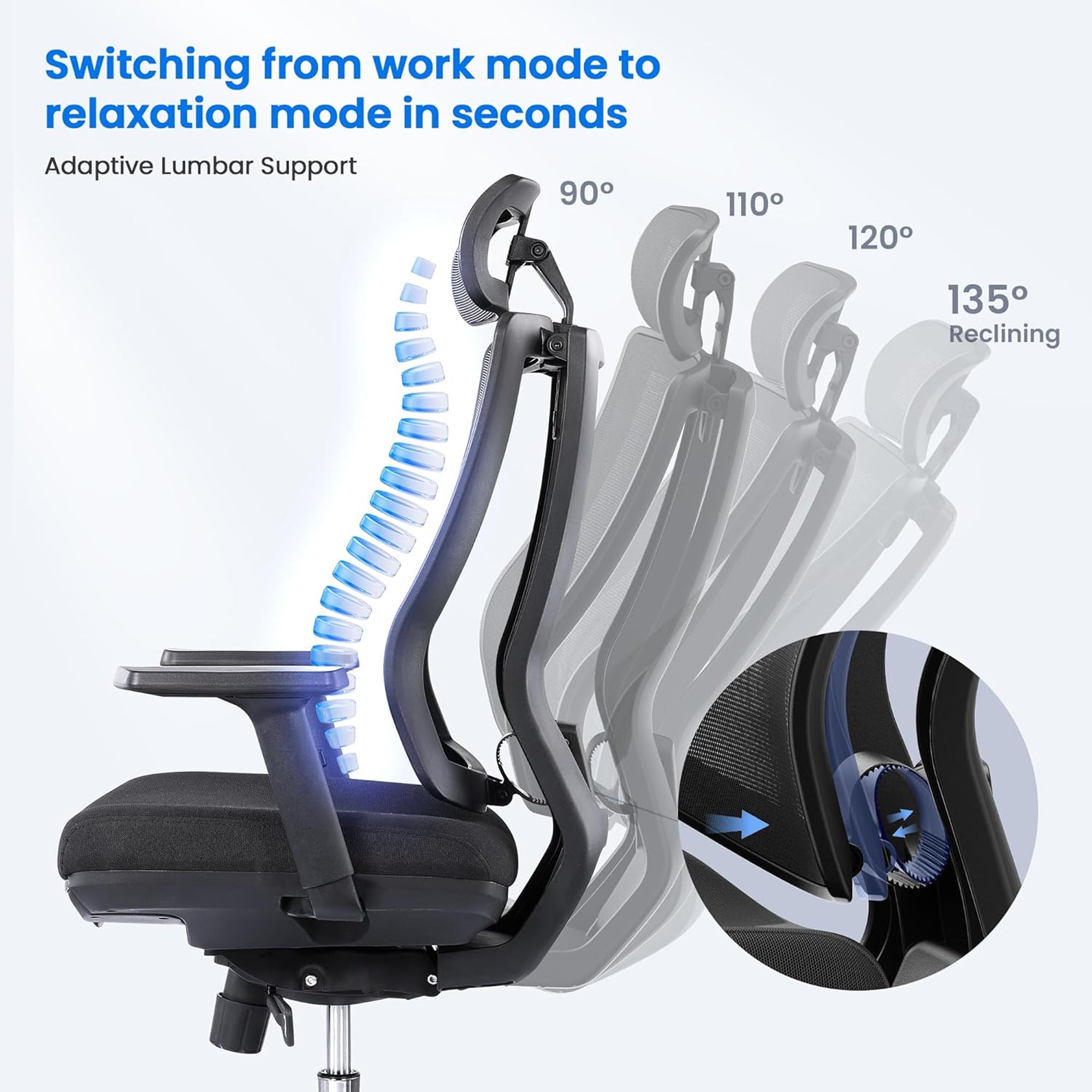 L2 Ergonomic Office Chair with Footrest & 135° Recline
