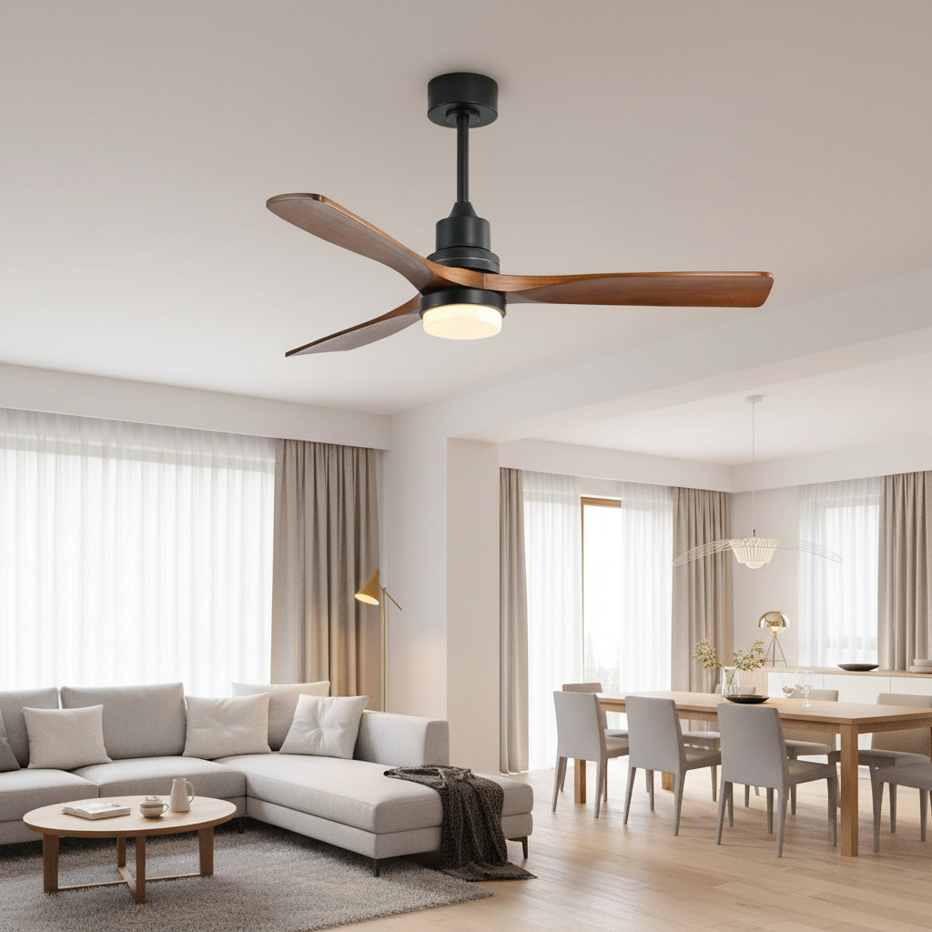 52 Zoll Deckenventilator mit LED Beleuchtung, 6 Geschwindigkeitsstufen, Fernbedienung, DC-Motor