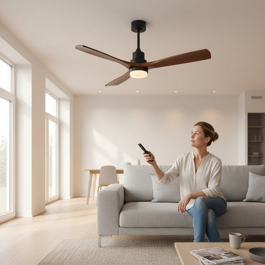 52 Zoll Deckenventilator mit LED Beleuchtung, 6 Geschwindigkeitsstufen, Fernbedienung, DC-Motor