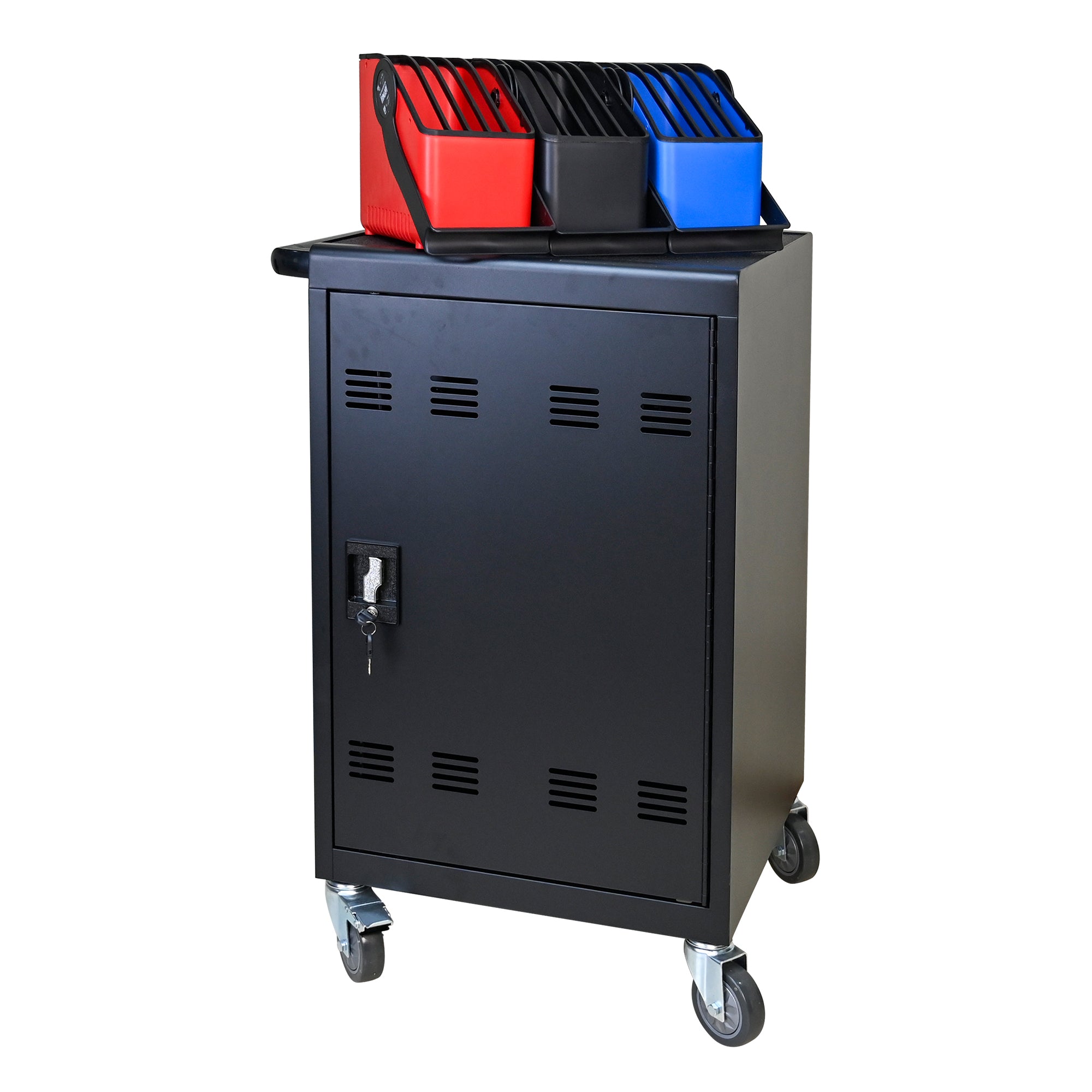 32-Device Charging Cart for Tablets & Laptops - Secure Storage with Cable Management & Locking Doors