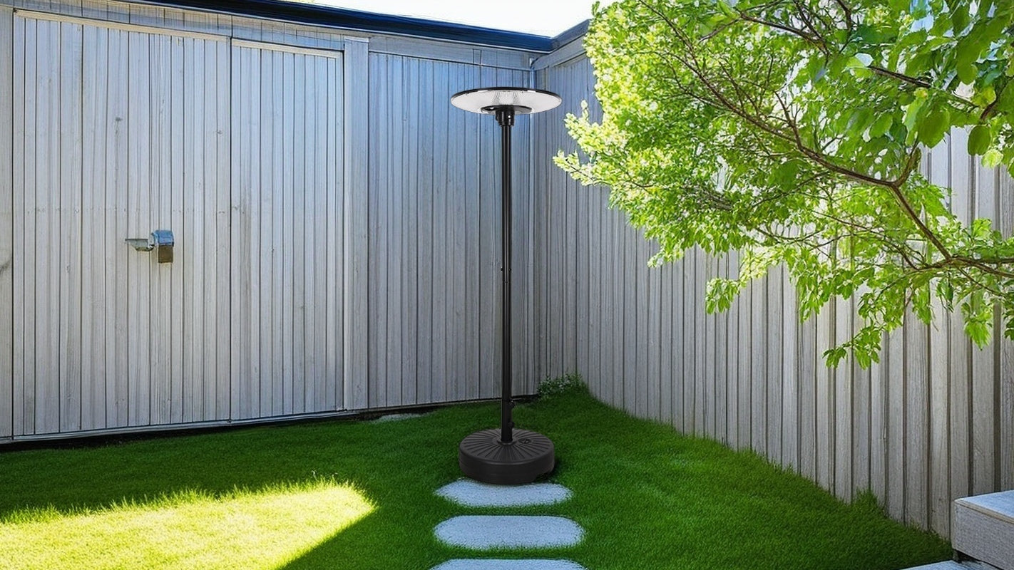 Portable Solar Security Light - 2.2M Flying Saucer Pole Light, Radar Motion Sensor, Triple Light Mode, IP65 Waterproof (12000mAh)