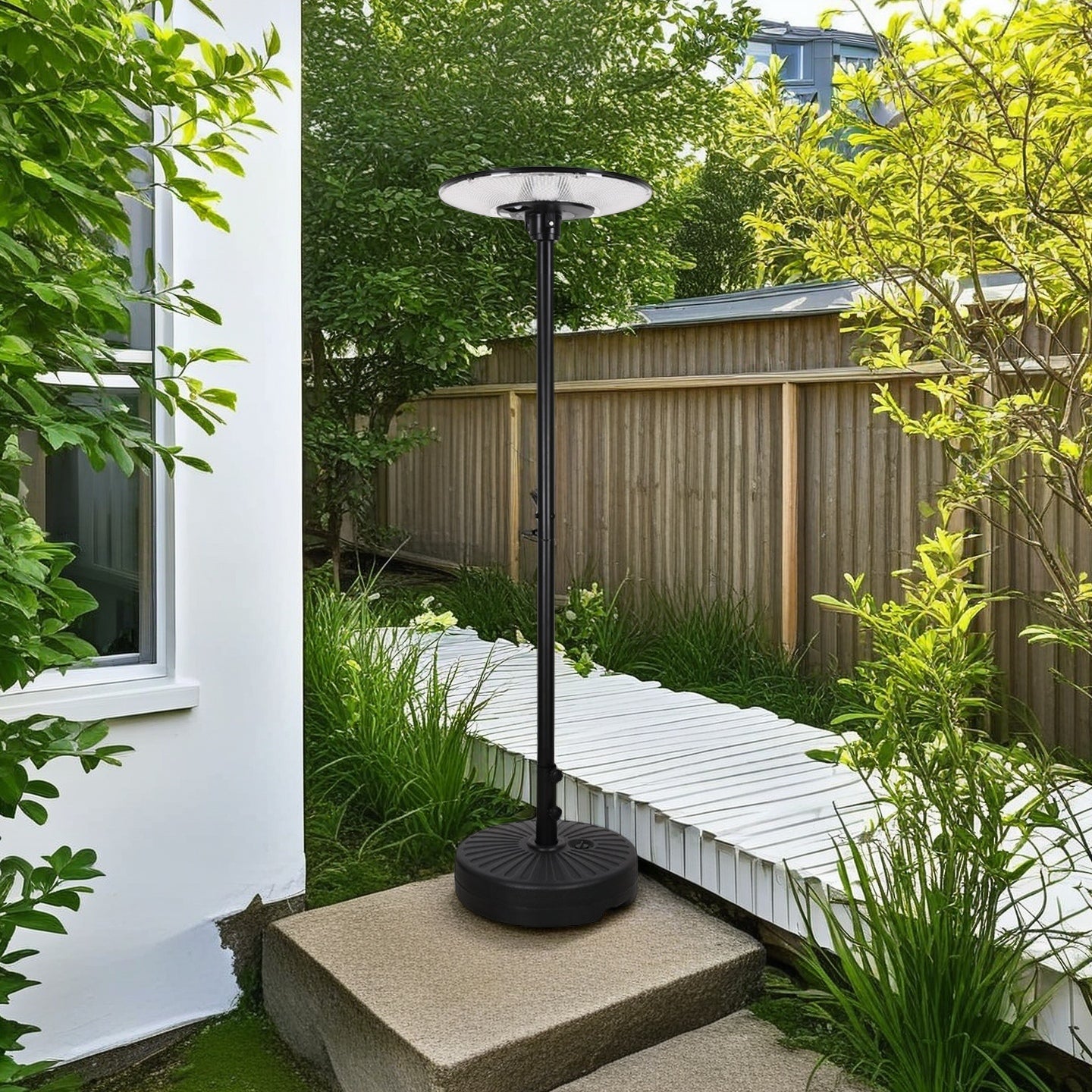 Portable Solar Security Light - 2.2M Flying Saucer Pole Light, Radar Motion Sensor, Triple Light Mode, IP65 Waterproof (12000mAh)