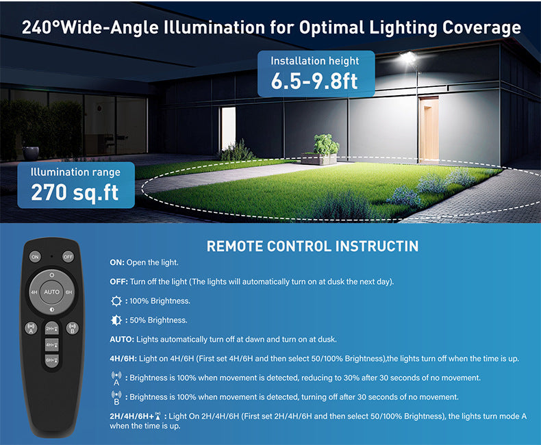 2025 Moon-Inspired Solar Motion Sensor Street Light – 500W, 225 LEDs, IP65, Radar & Remote, 12-16H Runtime