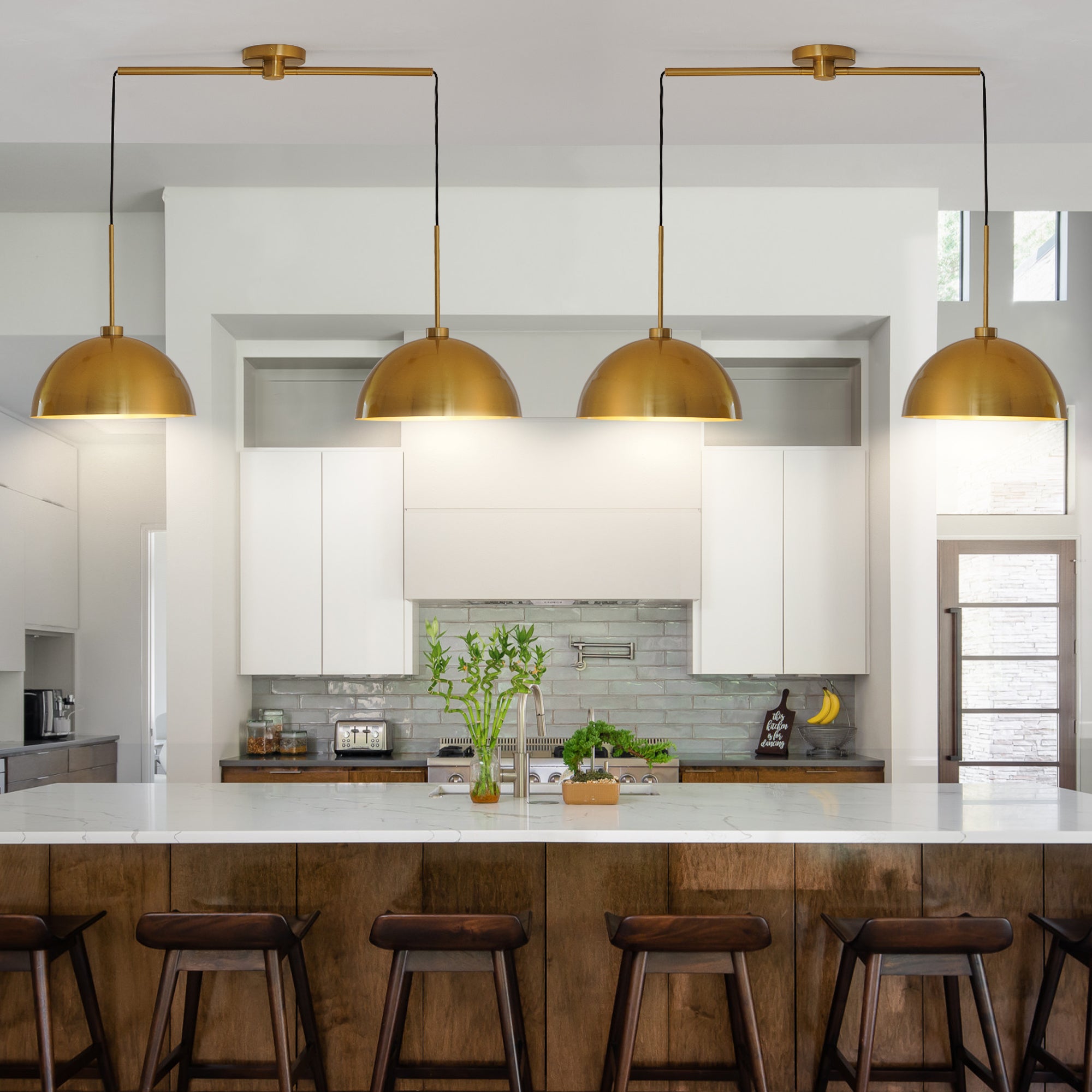Industrial Iron Modern Copper Color Dining Room Double Pendant Light Hard-Wired