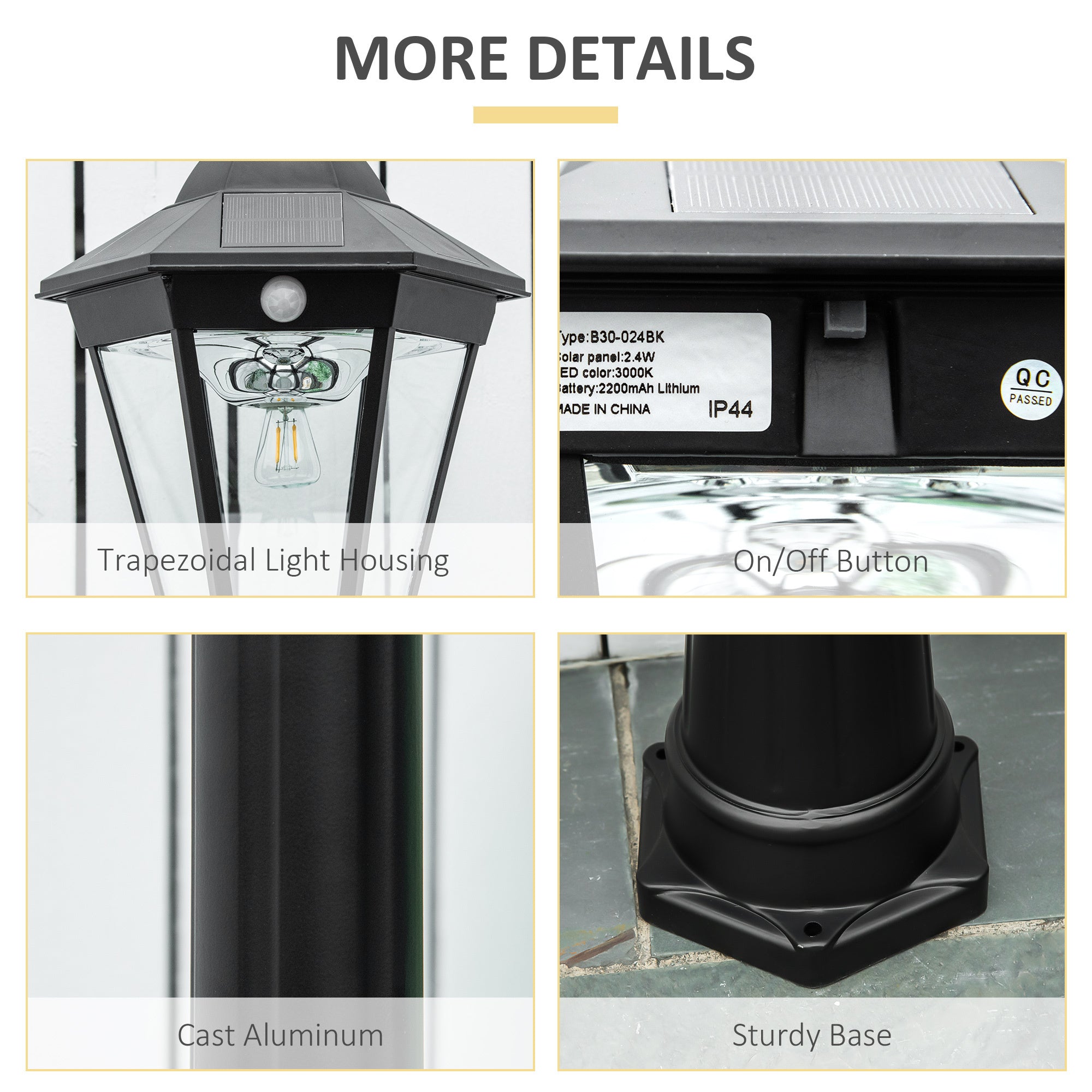 8' Aluminum Solar Lamp Post Light 3000K