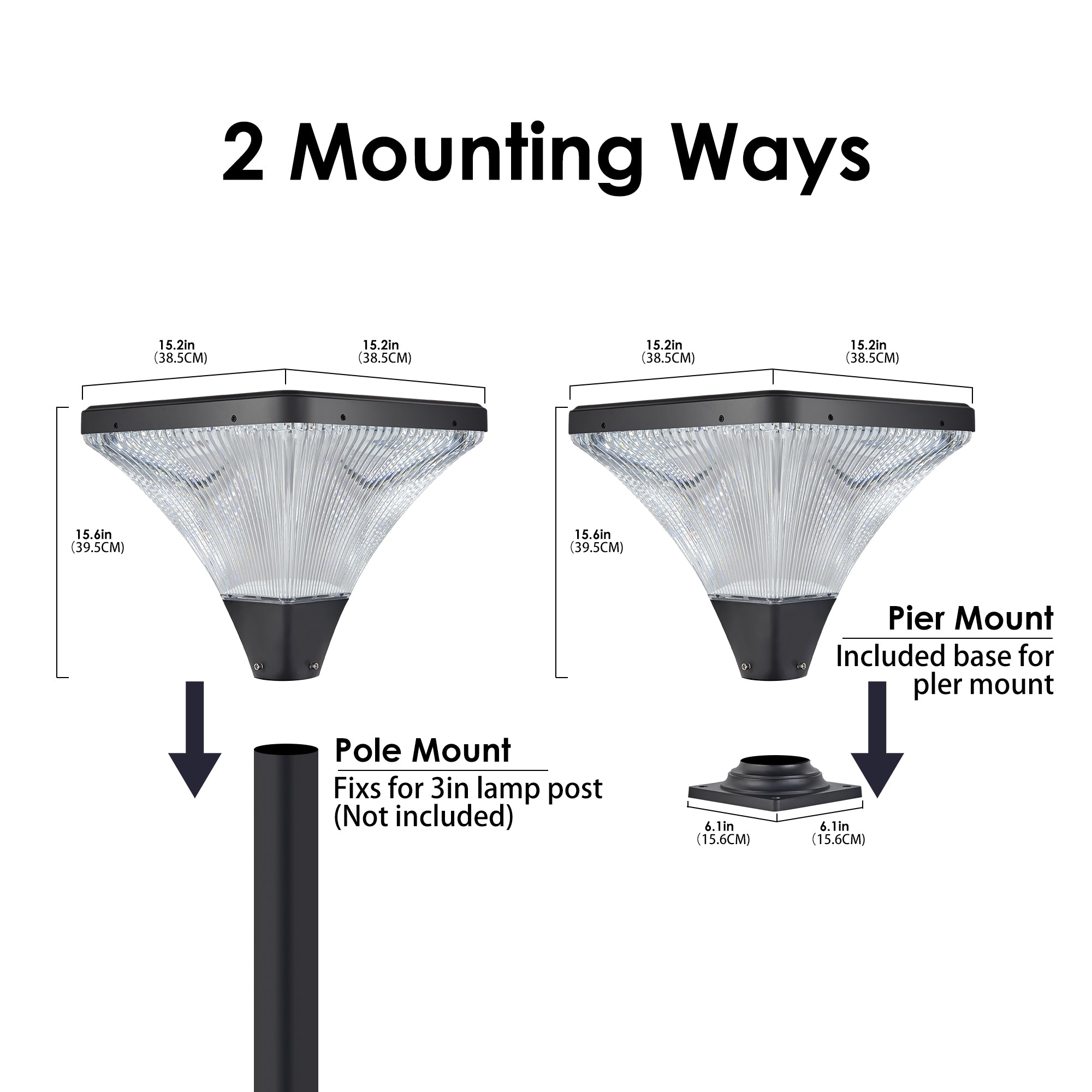 15" Black Outdoor Post Light