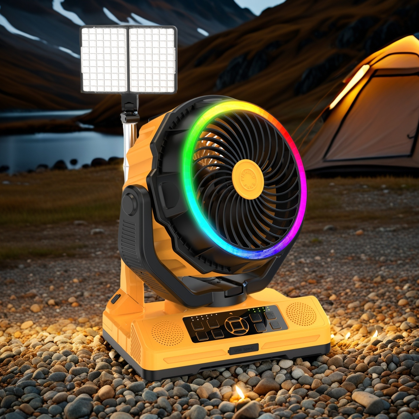 Rackora Pro F31 Rechargeable Fan 5-in-1 with Light, Speaker & Power Bank