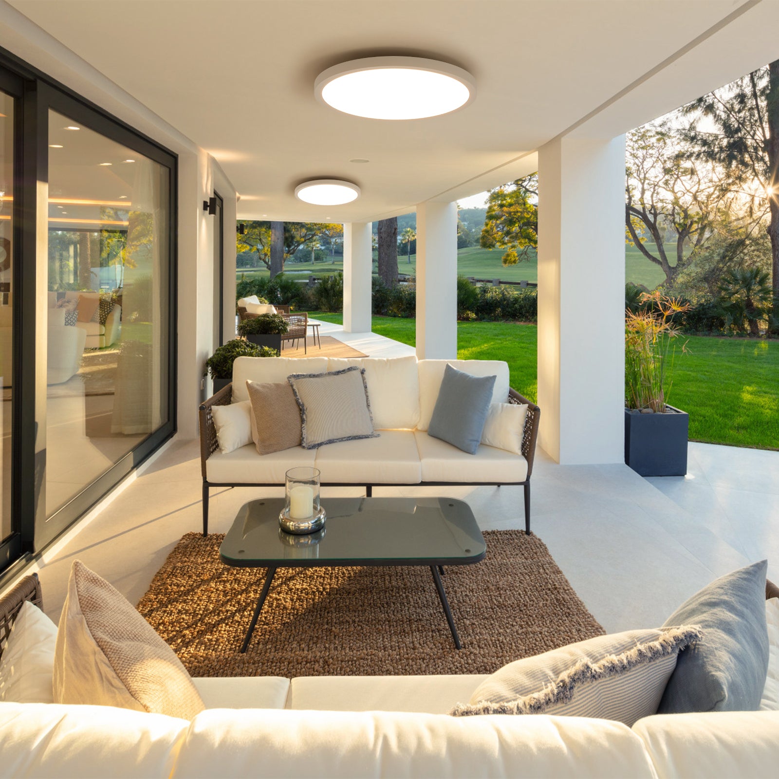 11.8 Inch LED Flush Mount Ceiling Light with Night Light - 20W Modern Ceiling Fixture