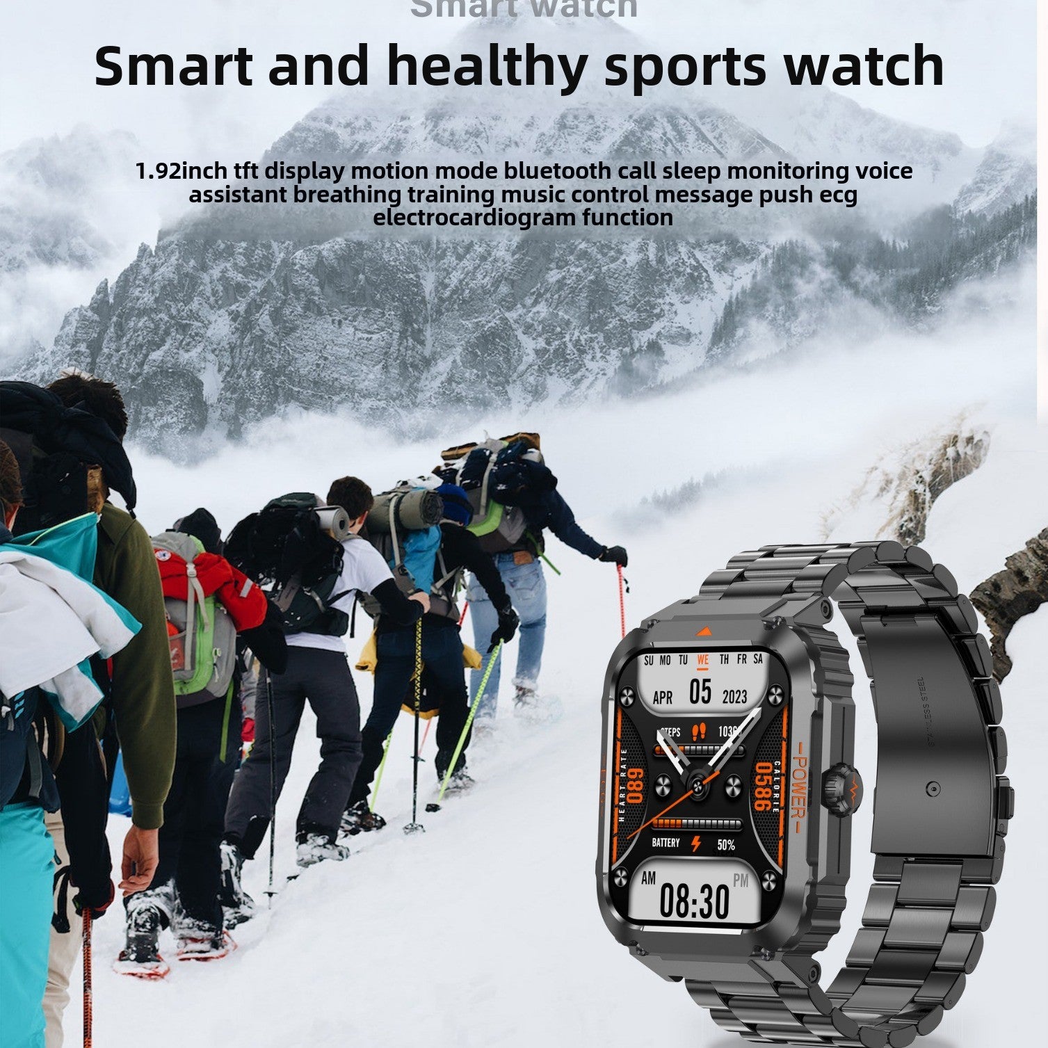 Smart Watch Outdoor Waterproof Bluetooth Call ECG Heart Rate Blood Sugar Temperature Monitoring Sports