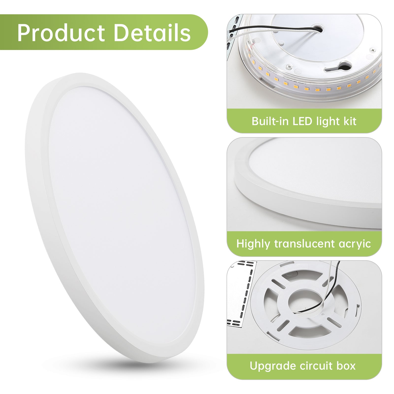 11.8 Inch LED Flush Mount Ceiling Light with Night Light - 20W Modern Ceiling Fixture