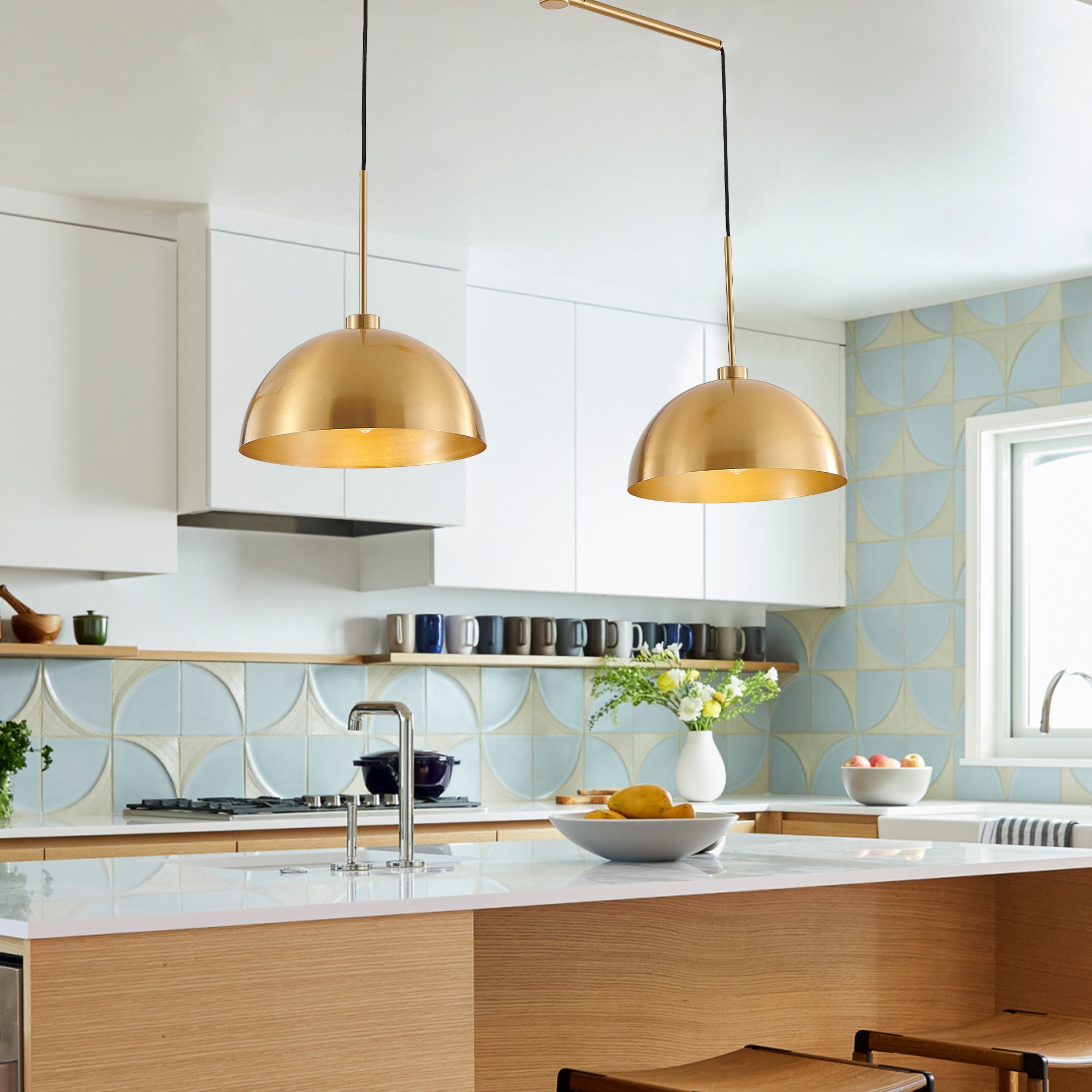 Industrial Iron Modern Copper Color Dining Room Double Pendant Light Hard-Wired