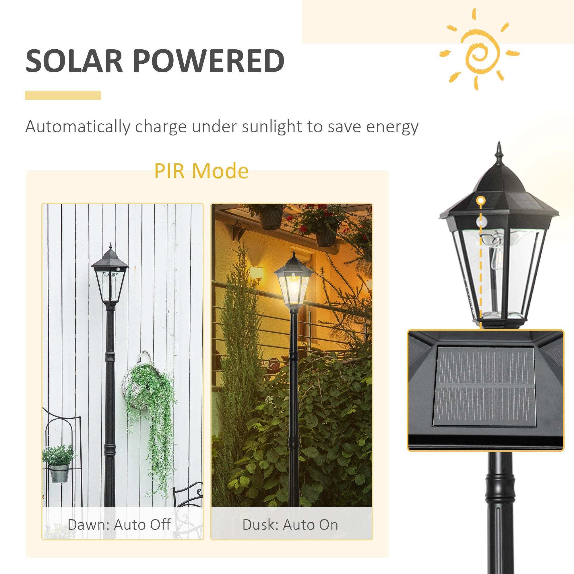8' Aluminum Solar Lamp Post Light 3000K