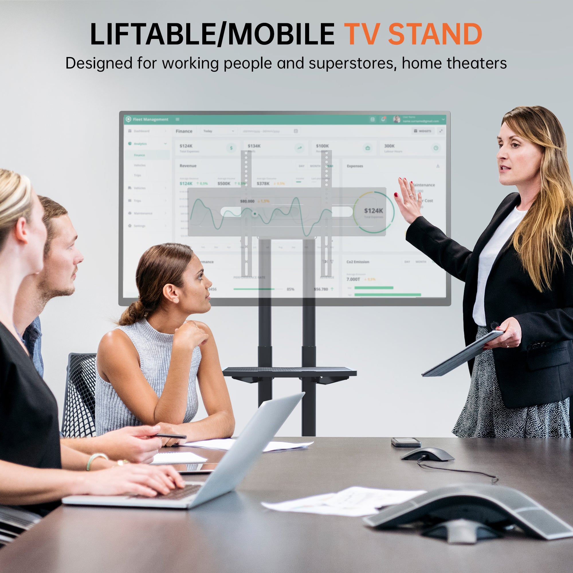 32–80 inch Universal Swivel TV Stand for for home sports and fitness