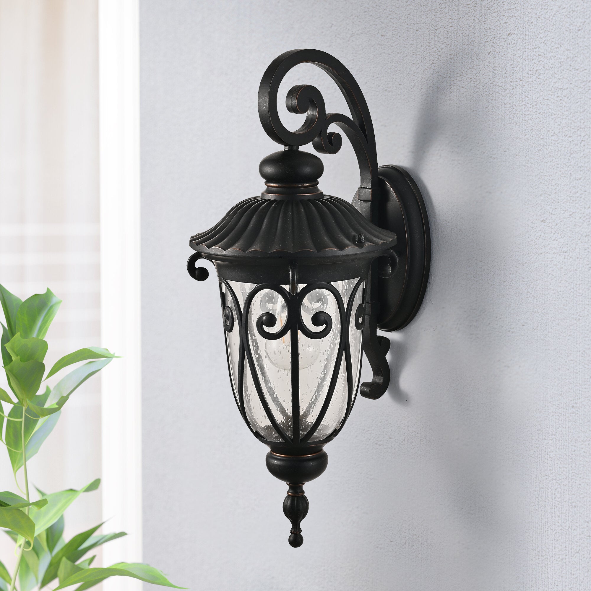Black Vintage Wall Sconce with Bubble Glass