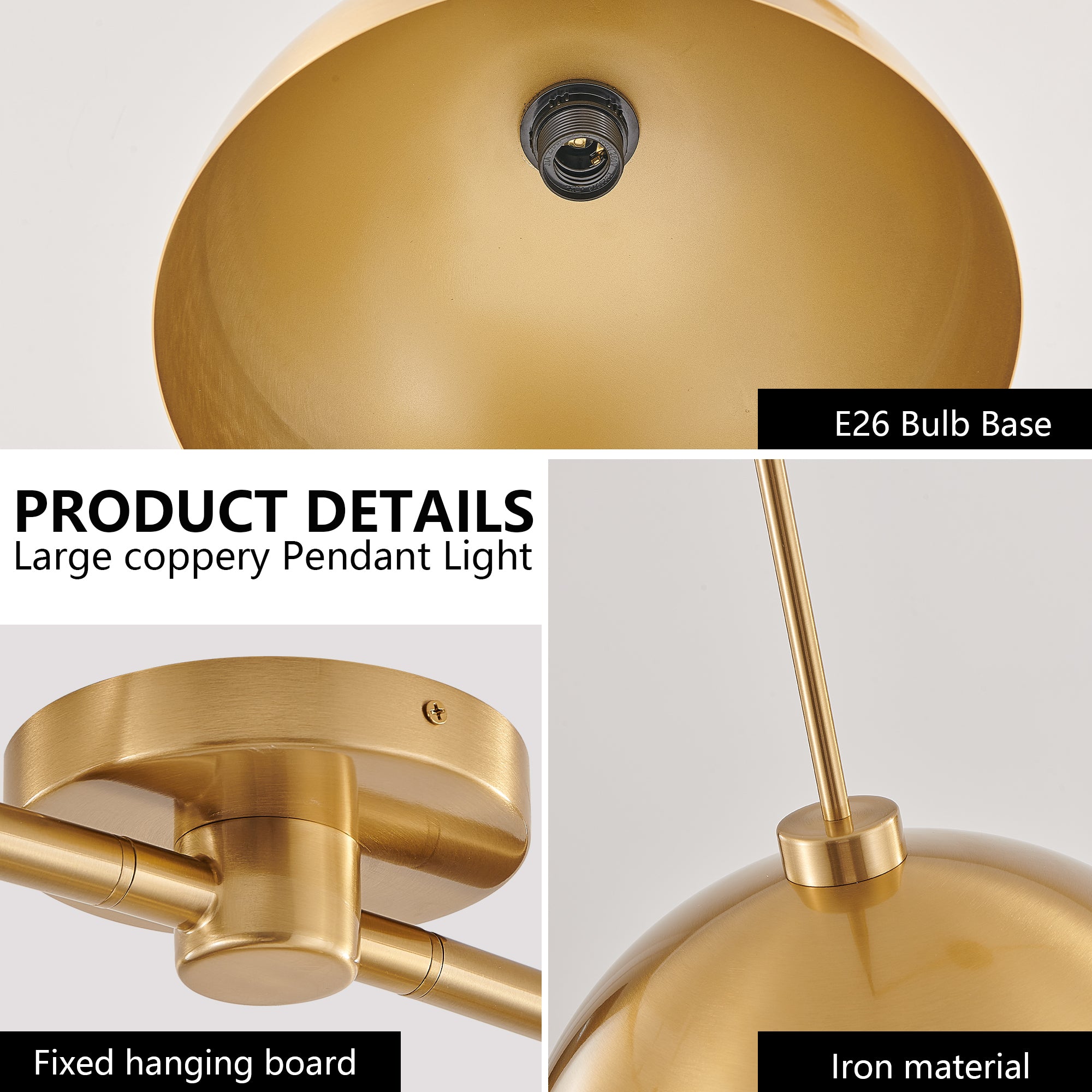 Industrial Iron Modern Copper Color Dining Room Double Pendant Light Hard-Wired