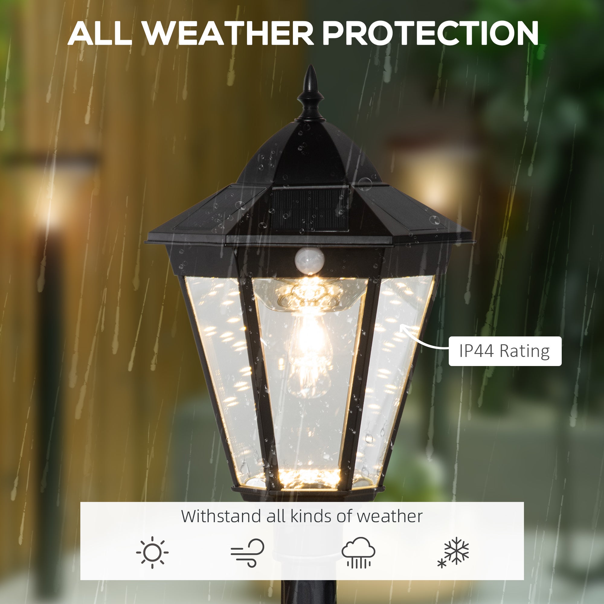 77" Solar Lamp Post Light - 18 LED Outdoor Street Lamp with Motion Sensor PIR