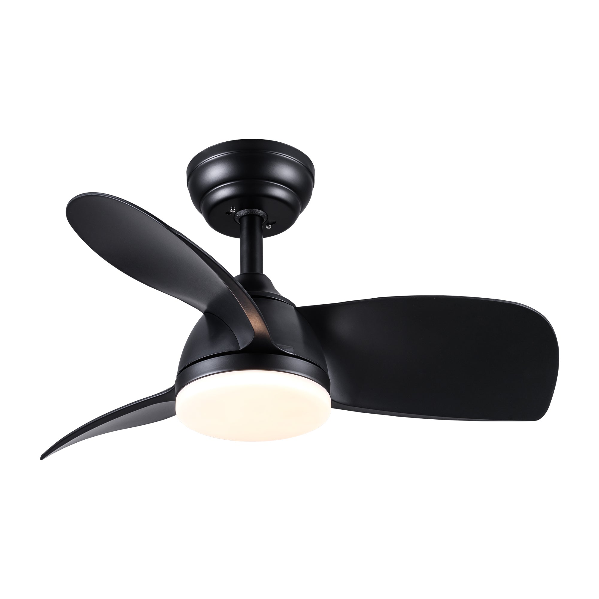 28" Black Ceiling Fan Integrated LED Light & Remote - DC Motor