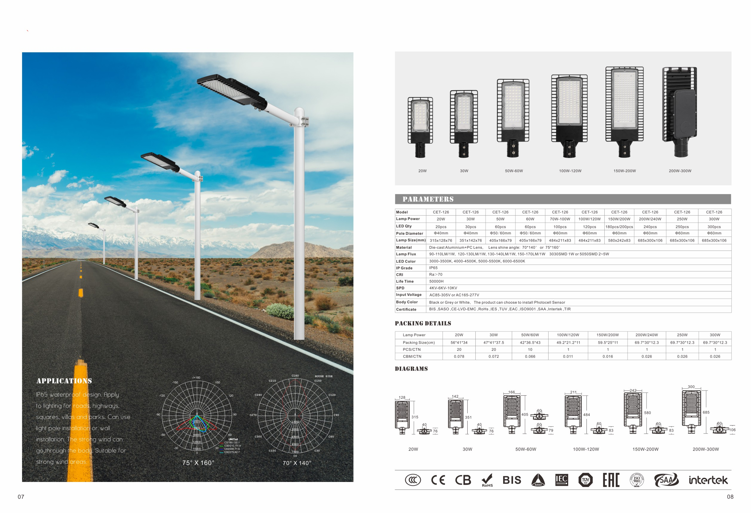 Wholesale Only 3030 SMD LED Street Light (20W-300W) | High Lumen IP65 | Wide Voltage AC80-305V