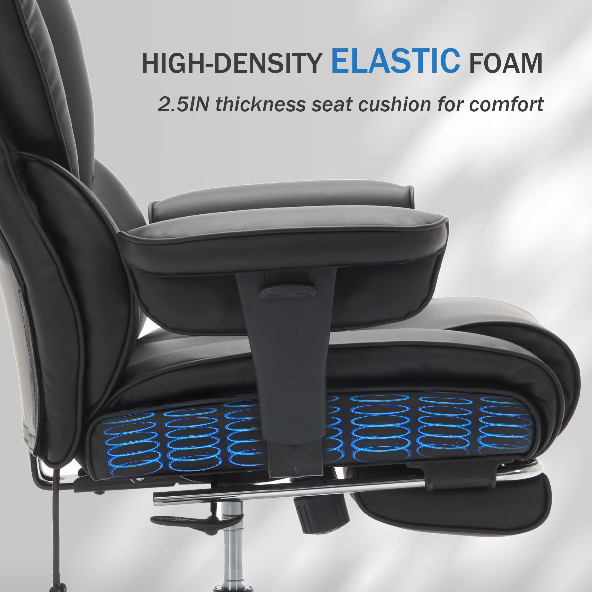 Reclining Office Chair with Footrest - Ergonomic Executive Chair with Inflatable Lumbar Support, 300lbs Capacity