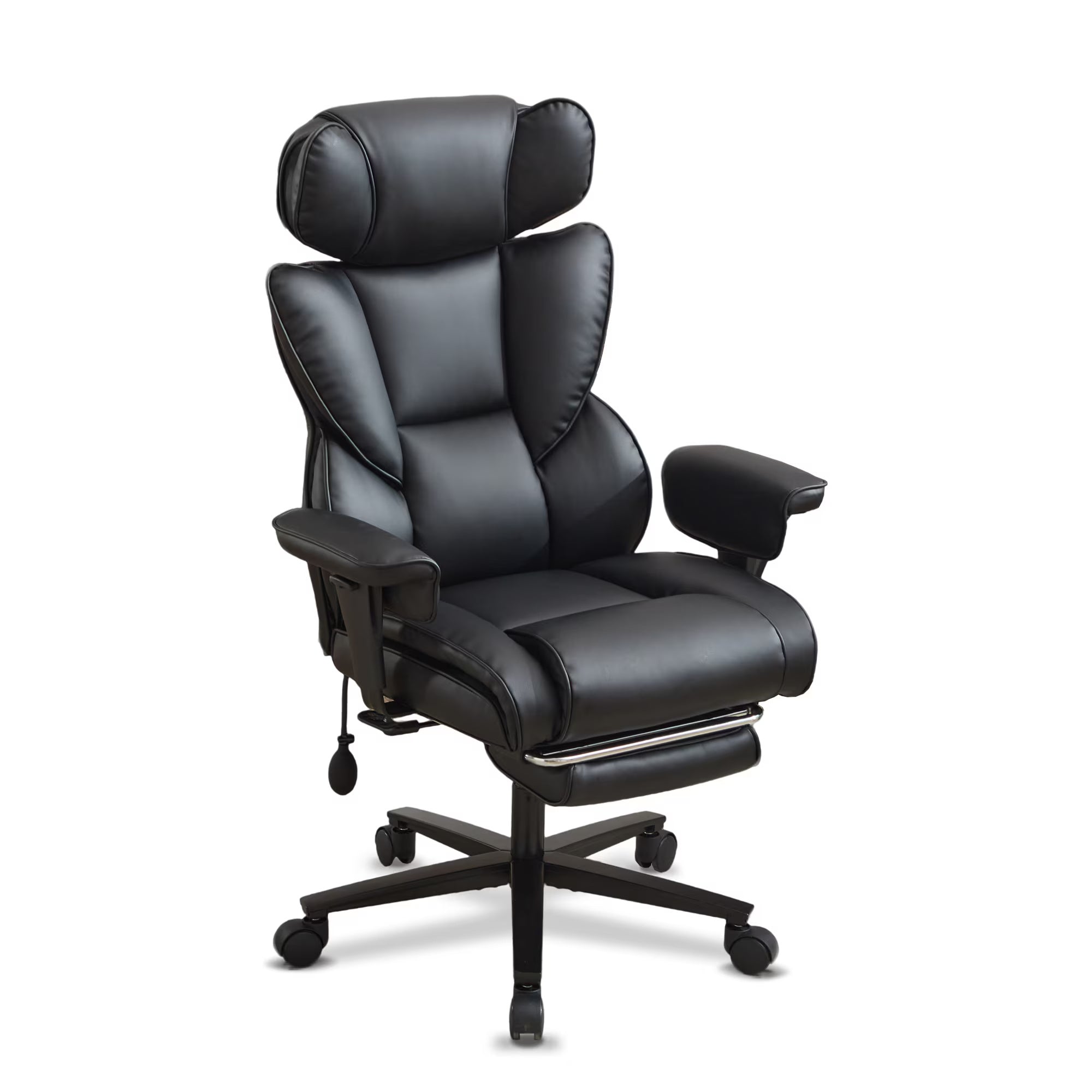 Reclining Office Chair with Footrest - Ergonomic Executive Chair with Inflatable Lumbar Support, 300lbs Capacity