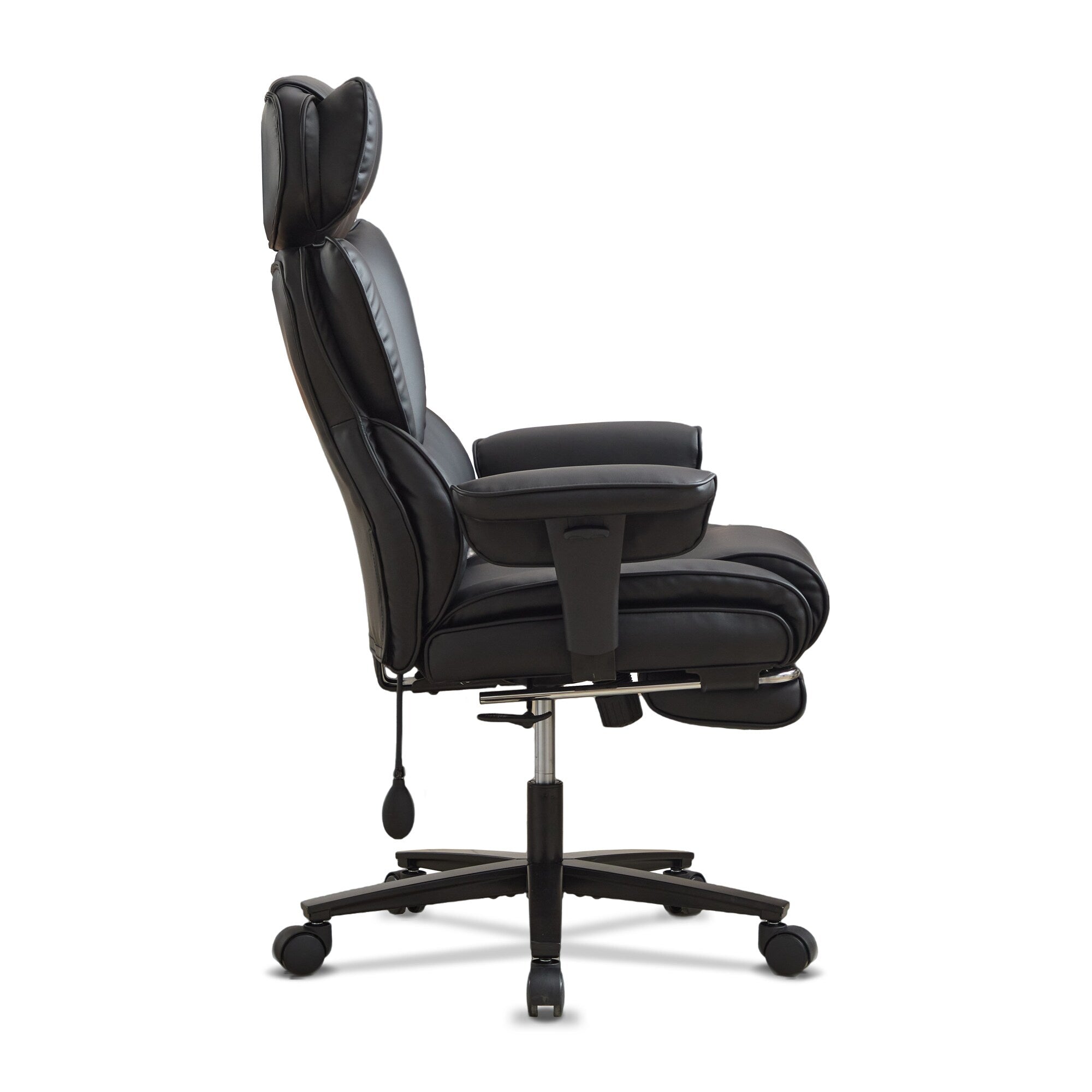 Reclining Office Chair with Footrest - Ergonomic Executive Chair with Inflatable Lumbar Support, 300lbs Capacity