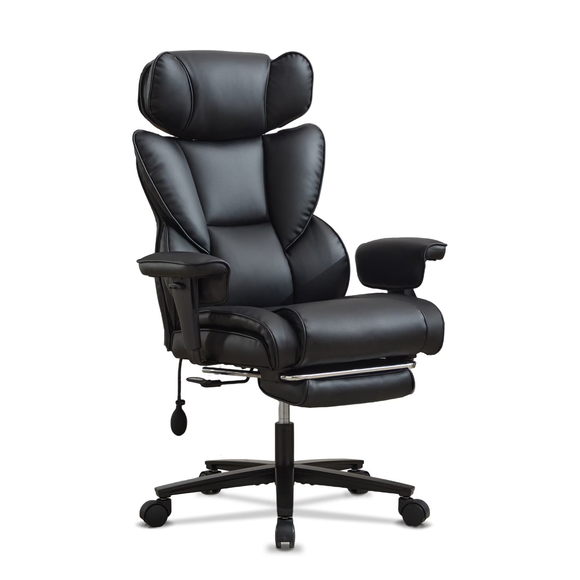 Reclining Office Chair with Footrest - Ergonomic Executive Chair with Inflatable Lumbar Support, 300lbs Capacity