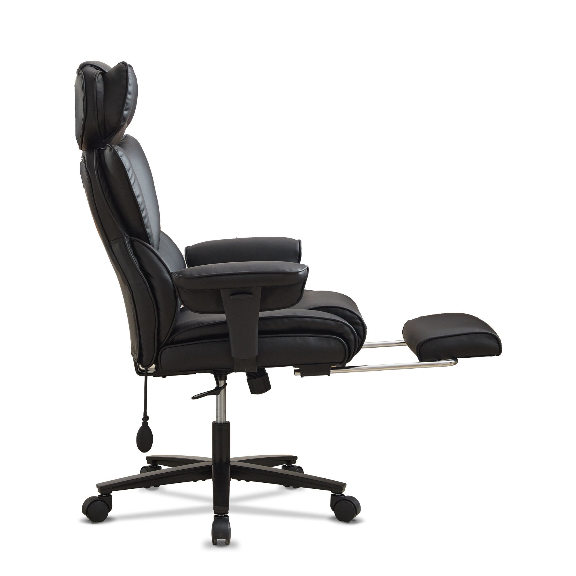 Reclining Office Chair with Footrest - Ergonomic Executive Chair with Inflatable Lumbar Support, 300lbs Capacity