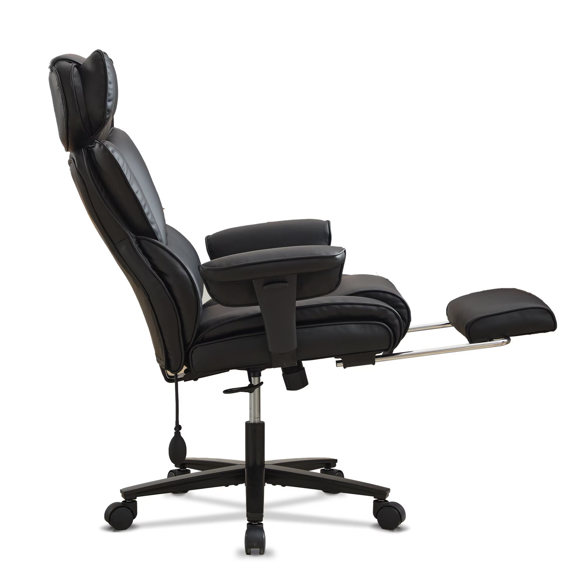 Reclining Office Chair with Footrest - Ergonomic Executive Chair with Inflatable Lumbar Support, 300lbs Capacity