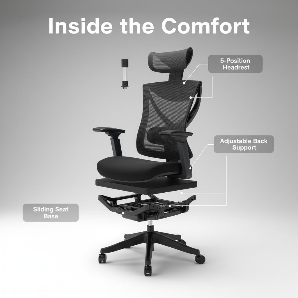 Ergonomic Office Chair with Lumbar Support - Adjustable High Back Mesh Chair with 3D Armrests